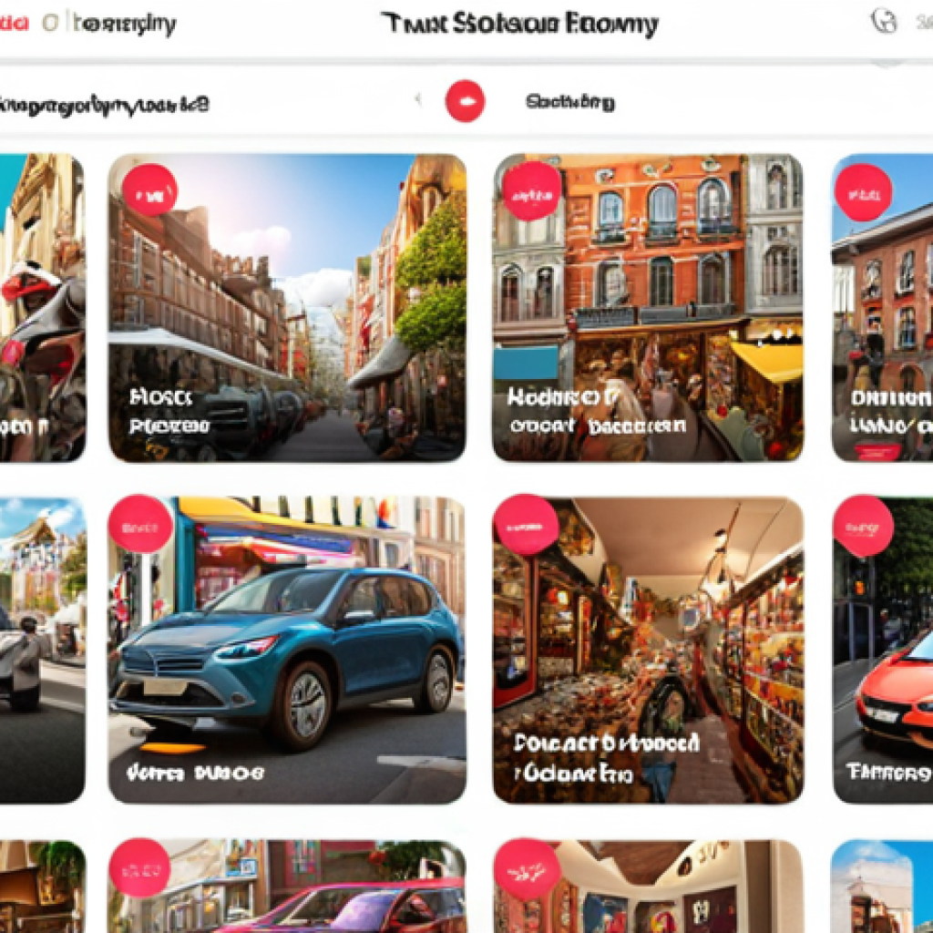 **A vibrant, bustling online marketplace scene.** Focus on trust and transparency, showcasing positive customer reviews and clear pricing for a sharing economy service like Airbnb or car sharing. The image should convey reliability and ease of use.